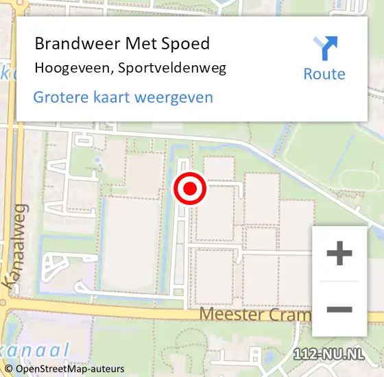 Locatie op kaart van de 112 melding: Brandweer Met Spoed Naar Hoogeveen, Sportveldenweg op 15 april 2015 16:10