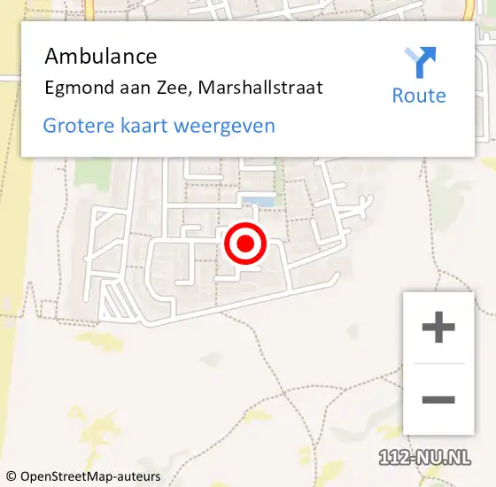 Locatie op kaart van de 112 melding: Ambulance Egmond aan Zee, Marshallstraat op 15 april 2015 16:21