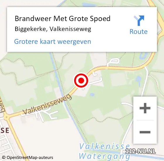 Locatie op kaart van de 112 melding: Brandweer Met Grote Spoed Naar Biggekerke, Valkenisseweg op 15 april 2015 16:28