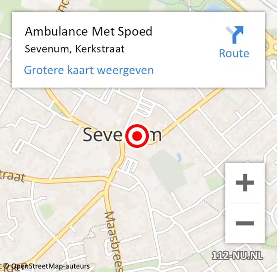 Locatie op kaart van de 112 melding: Ambulance Met Spoed Naar Sevenum, Kerkstraat op 15 april 2015 16:56