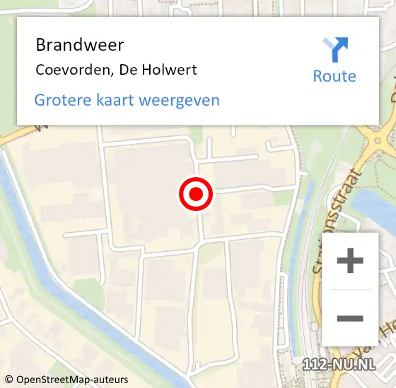 Locatie op kaart van de 112 melding: Brandweer Coevorden, De Holwert op 15 april 2015 17:30