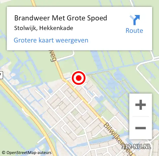 Locatie op kaart van de 112 melding: Brandweer Met Grote Spoed Naar Stolwijk, Hekkenkade op 15 april 2015 17:35