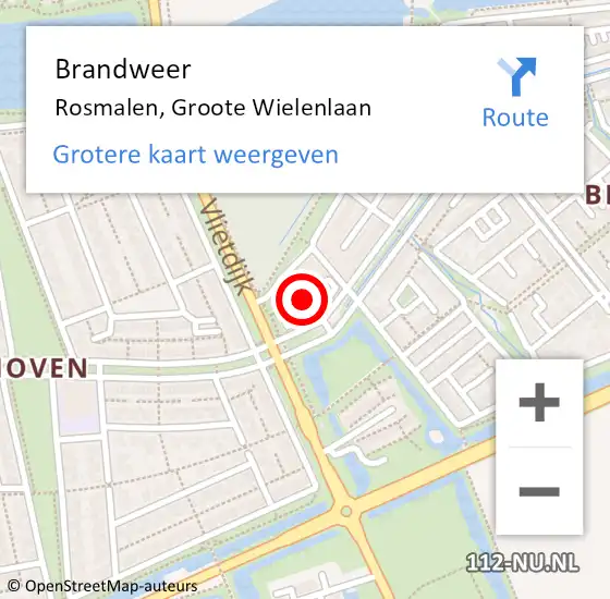 Locatie op kaart van de 112 melding: Brandweer Rosmalen, Groote Wielenlaan op 15 april 2015 18:30