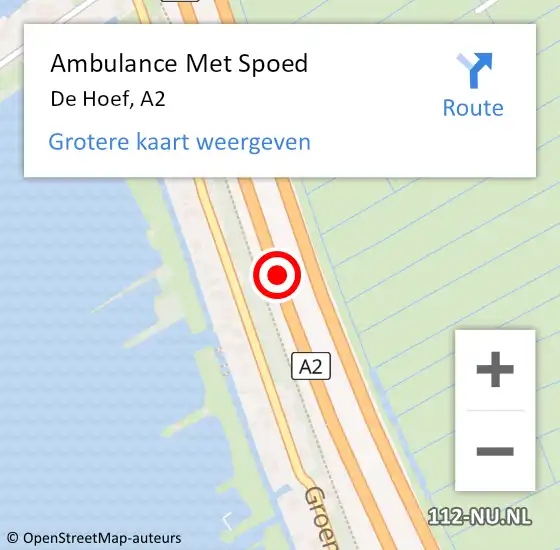 Locatie op kaart van de 112 melding: Ambulance Met Spoed Naar Vinkeveen, A2 L hectometerpaal: 43,6 op 15 april 2015 18:50