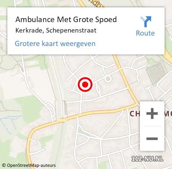 Locatie op kaart van de 112 melding: Ambulance Met Grote Spoed Naar Kerkrade, Schepenenstraat op 5 november 2013 08:20