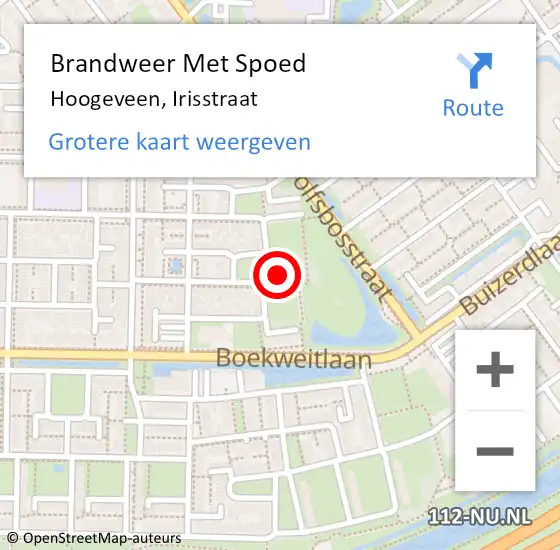 Locatie op kaart van de 112 melding: Brandweer Met Spoed Naar Hoogeveen, Irisstraat op 15 april 2015 19:39