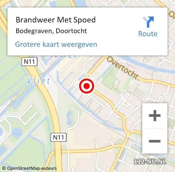 Locatie op kaart van de 112 melding: Brandweer Met Spoed Naar Bodegraven, Doortocht op 11 september 2013 20:58