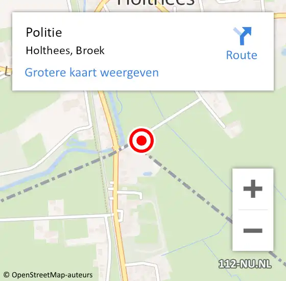 Locatie op kaart van de 112 melding: Politie Holthees, Broek op 15 april 2015 19:45