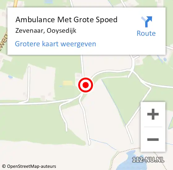 Locatie op kaart van de 112 melding: Ambulance Met Grote Spoed Naar Zevenaar, Ooysedijk op 15 april 2015 20:05