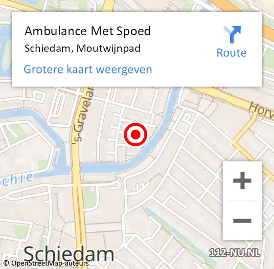 Locatie op kaart van de 112 melding: Ambulance Met Spoed Naar Schiedam, Moutwijnpad op 15 april 2015 20:20