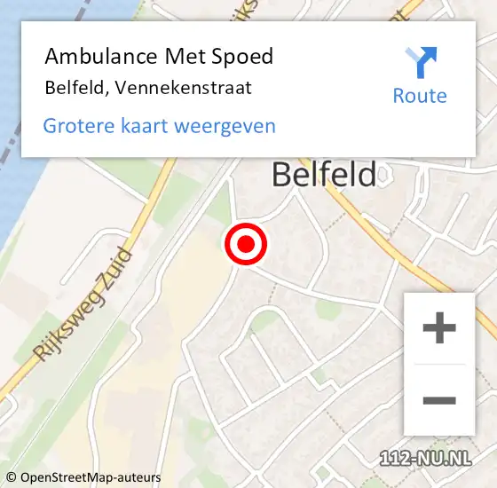 Locatie op kaart van de 112 melding: Ambulance Met Spoed Naar Belfeld, Vennekenstraat op 15 april 2015 20:39