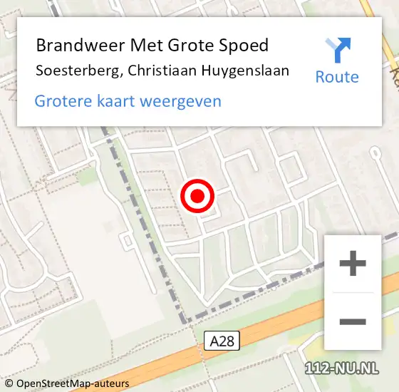 Locatie op kaart van de 112 melding: Brandweer Met Grote Spoed Naar Soesterberg, Christiaan Huygenslaan op 15 april 2015 20:55