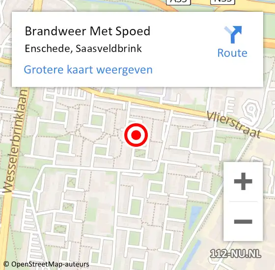 Locatie op kaart van de 112 melding: Brandweer Met Spoed Naar Enschede, Saasveldbrink op 15 april 2015 21:23