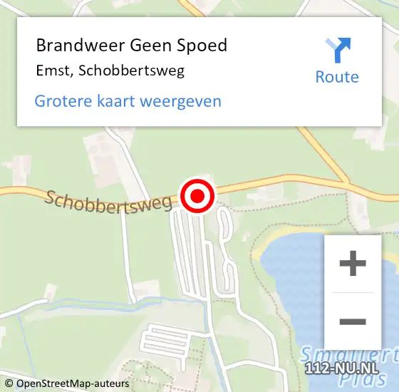 Locatie op kaart van de 112 melding: Brandweer Geen Spoed Naar Emst, Schobbertsweg op 15 april 2015 21:59