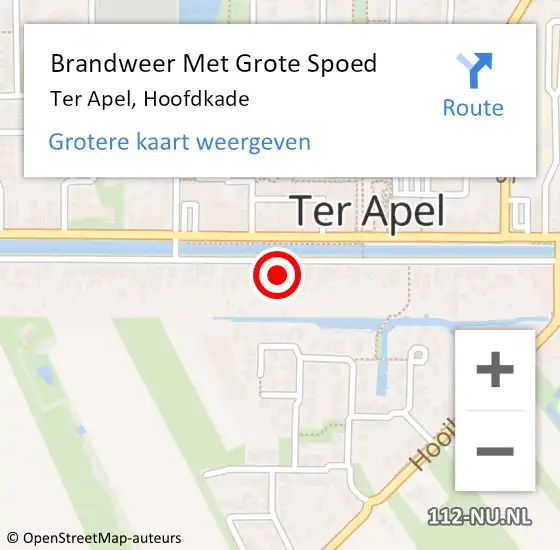 Locatie op kaart van de 112 melding: Brandweer Met Grote Spoed Naar Ter Apel, Hoofdkade op 15 april 2015 22:05