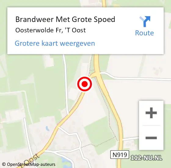 Locatie op kaart van de 112 melding: Brandweer Met Grote Spoed Naar Oosterwolde Fr, 'T Oost op 15 april 2015 22:15