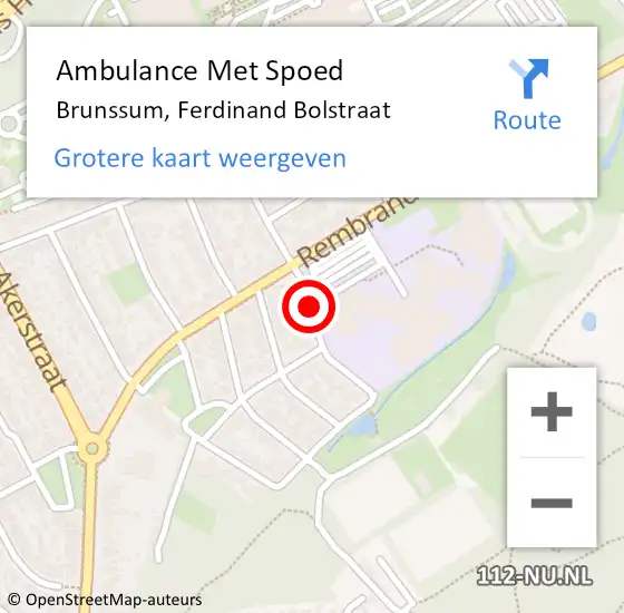 Locatie op kaart van de 112 melding: Ambulance Met Spoed Naar Brunssum, Ferdinand Bolstraat op 15 april 2015 22:32