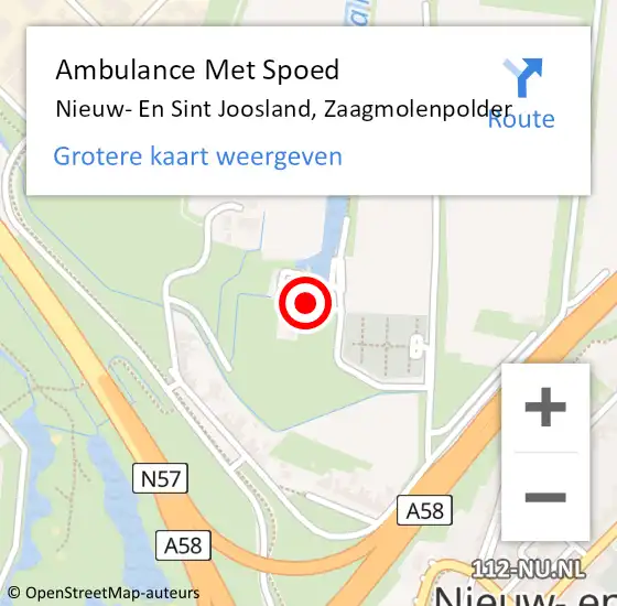 Locatie op kaart van de 112 melding: Ambulance Met Spoed Naar Nieuw- En Sint Joosland, Zaagmolenpolder op 15 april 2015 22:59