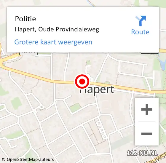 Locatie op kaart van de 112 melding: Politie Hapert, Oude Provincialeweg op 15 april 2015 23:09