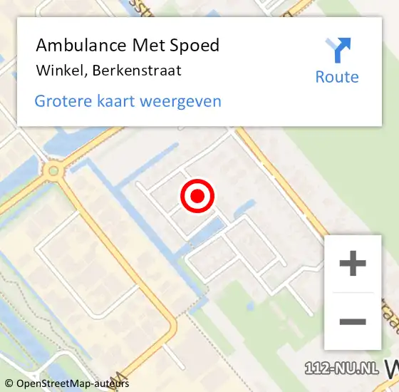 Locatie op kaart van de 112 melding: Ambulance Met Spoed Naar Winkel, Berkenstraat op 16 april 2015 02:48