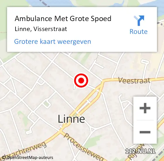 Locatie op kaart van de 112 melding: Ambulance Met Grote Spoed Naar Linne, Visserstraat op 16 april 2015 06:23