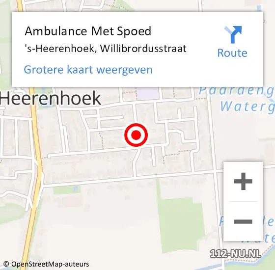 Locatie op kaart van de 112 melding: Ambulance Met Spoed Naar 's-Heerenhoek, Willibrordusstraat op 16 april 2015 07:27