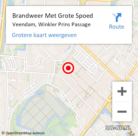 Locatie op kaart van de 112 melding: Brandweer Met Grote Spoed Naar Veendam, Winkler Prins Passage op 16 april 2015 08:48