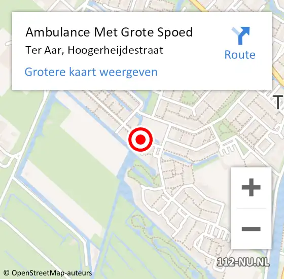 Locatie op kaart van de 112 melding: Ambulance Met Grote Spoed Naar Ter Aar, Hoogerheijdestraat op 16 april 2015 09:07