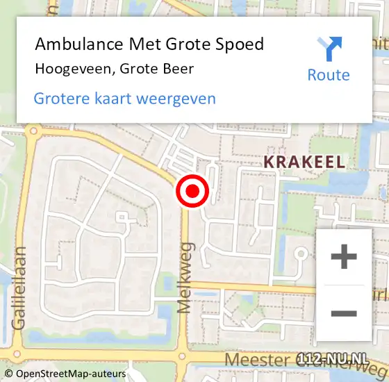 Locatie op kaart van de 112 melding: Ambulance Met Grote Spoed Naar Hoogeveen, Grote Beer op 5 november 2013 09:02