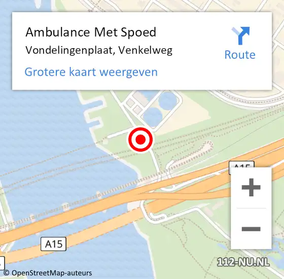 Locatie op kaart van de 112 melding: Ambulance Met Spoed Naar Vondelingenplaat, Venkelweg op 16 april 2015 09:19