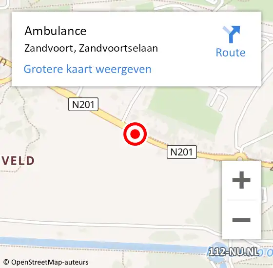 Locatie op kaart van de 112 melding: Ambulance Zandvoort, Zandvoortselaan op 16 april 2015 09:21