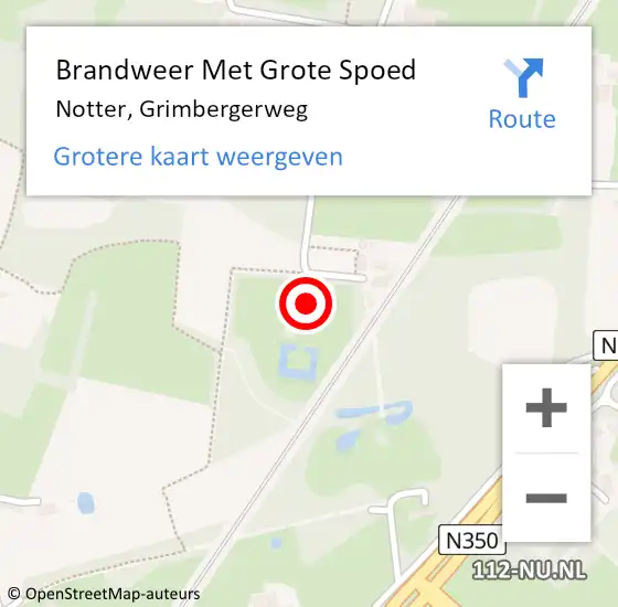Locatie op kaart van de 112 melding: Brandweer Met Grote Spoed Naar Notter, Grimbergerweg op 16 april 2015 10:03