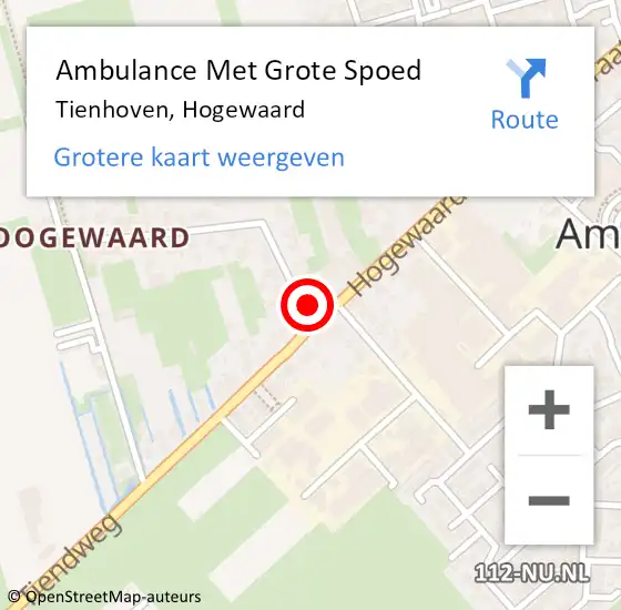 Locatie op kaart van de 112 melding: Ambulance Met Grote Spoed Naar Tienhoven, Hogewaard op 5 november 2013 09:08