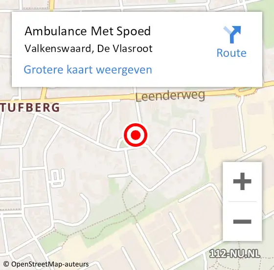 Locatie op kaart van de 112 melding: Ambulance Met Spoed Naar Valkenswaard, De Vlasroot op 16 april 2015 10:52