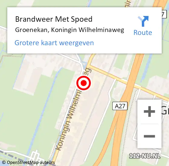 Locatie op kaart van de 112 melding: Brandweer Met Spoed Naar Groenekan, Koningin Wilhelminaweg op 16 april 2015 11:37