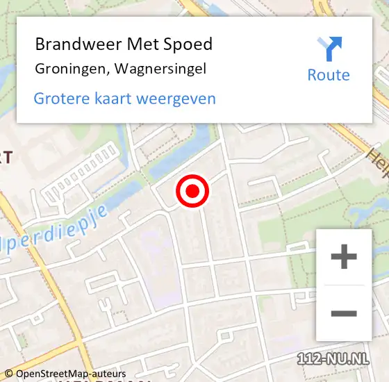 Locatie op kaart van de 112 melding: Brandweer Met Spoed Naar Groningen, Wagnersingel op 16 april 2015 11:50