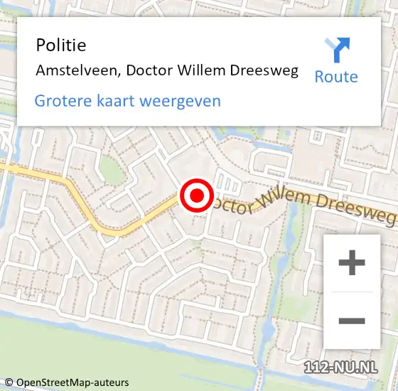 Locatie op kaart van de 112 melding: Politie Amstelveen, Doctor Willem Dreesweg op 5 november 2013 09:19