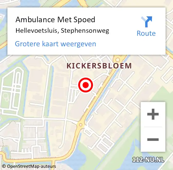 Locatie op kaart van de 112 melding: Ambulance Met Spoed Naar Hellevoetsluis, Stephensonweg op 16 april 2015 12:17