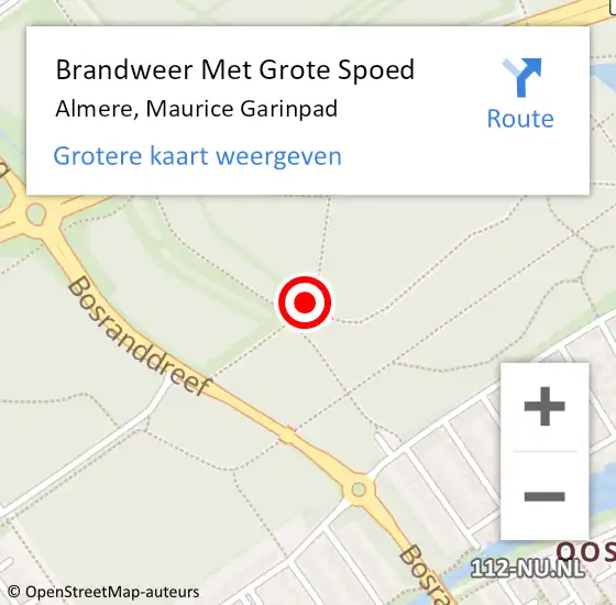 Locatie op kaart van de 112 melding: Brandweer Met Grote Spoed Naar Almere, Maurice Garinpad op 16 april 2015 12:42