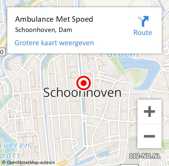 Locatie op kaart van de 112 melding: Ambulance Met Spoed Naar Schoonhoven, Dam op 16 april 2015 13:18