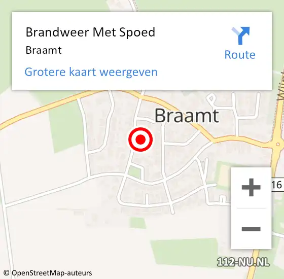 Locatie op kaart van de 112 melding: Brandweer Met Spoed Naar Braamt op 16 april 2015 13:26