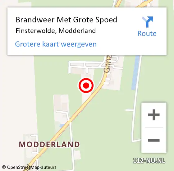 Locatie op kaart van de 112 melding: Brandweer Met Grote Spoed Naar Finsterwolde, Modderland op 16 april 2015 13:31