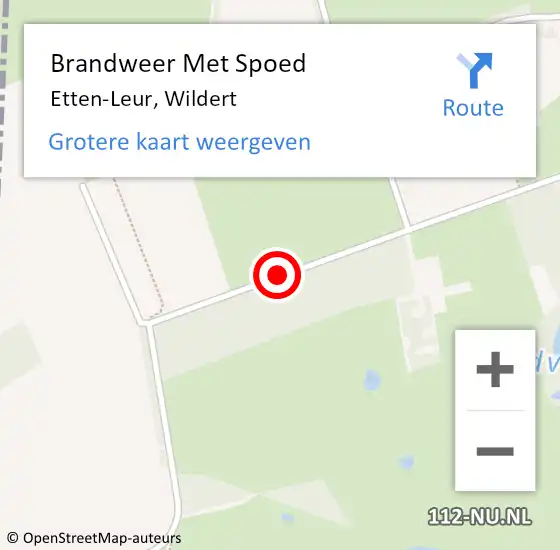 Locatie op kaart van de 112 melding: Brandweer Met Spoed Naar Etten-Leur, Wildert op 5 november 2013 09:31