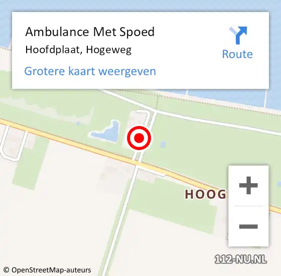 Locatie op kaart van de 112 melding: Ambulance Met Spoed Naar Hoofdplaat, Hogeweg op 16 april 2015 14:35