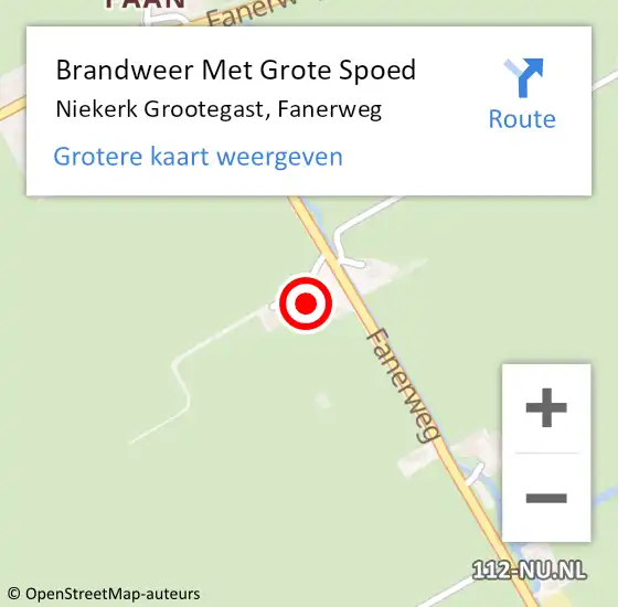 Locatie op kaart van de 112 melding: Brandweer Met Grote Spoed Naar Niekerk Grootegast, Fanerweg op 16 april 2015 15:08