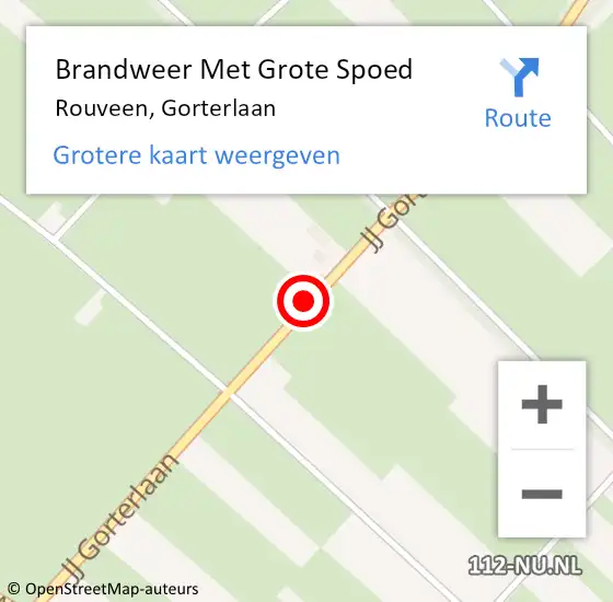 Locatie op kaart van de 112 melding: Brandweer Met Grote Spoed Naar Rouveen, Gorterlaan op 16 april 2015 15:11