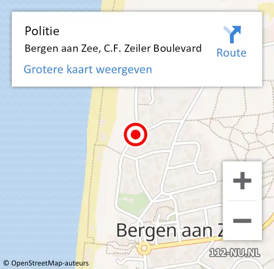 Locatie op kaart van de 112 melding: Politie Bergen aan Zee, C.F. Zeiler Boulevard op 16 april 2015 15:27