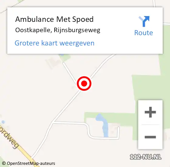 Locatie op kaart van de 112 melding: Ambulance Met Spoed Naar Oostkapelle, Rijnsburgseweg op 16 april 2015 15:30