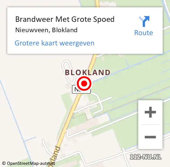 Locatie op kaart van de 112 melding: Brandweer Met Grote Spoed Naar Nieuwveen, Blokland op 16 april 2015 15:33