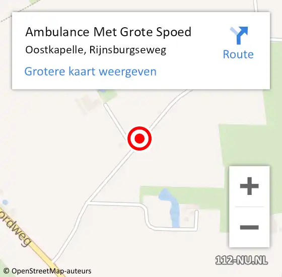 Locatie op kaart van de 112 melding: Ambulance Met Grote Spoed Naar Oostkapelle, Rijnsburgseweg op 16 april 2015 15:37